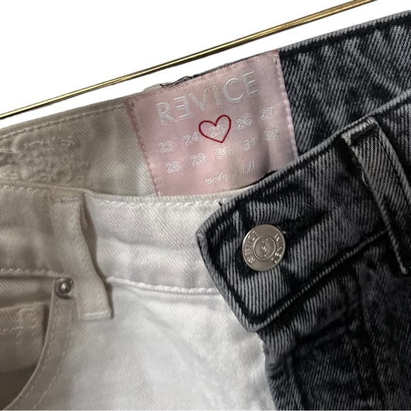 Revolve Revice Two Tone Gray White High Waisted Jeans - Picture 5 of 7